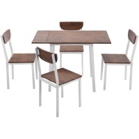 5-Piece Industrial Dining Table Set with Drop Leaf Dining Table and Chairs For Kitchen Home Furniture Dinette Set