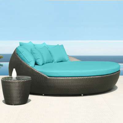 Outdoor furniture beach rattan weave round sunbed set