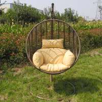 Hot sell water-proof one seat round basket outdoor rattan swing hanging chair for RH44