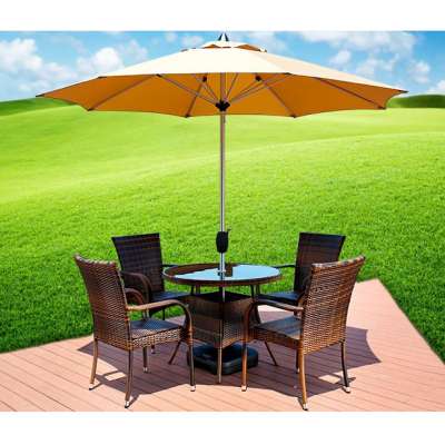 Outdoor rattan patio furniture garden dining set with umbrella