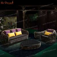 Mr.Dream high end weather resistant China manufacturer leisure commercial hotel rattan garden sofa set