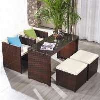 Outdoor rattan furniture garden bar stool and tool set