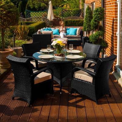 Garden pool rattan round dining table set