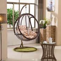 Latest design rattan hanging egg shaped swing chair for RH161