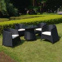 Outdoor rattan round coffee shop tea table and chairs set for RH323