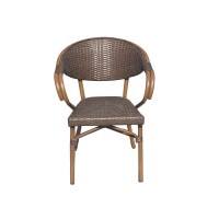 OTA-8114,Ox-horn Shape Aluminum Bamboo Outdoor Rattan Metal Chair With Armrest Patio Garden Outdoor Coffee Chairs Dinning Chairs